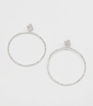 Crystal Rhinestone Hoop Earrings | 3.5" | JC9EERY8911CLRSV