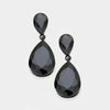 Little Girls Double Black Crystal Teardrop Evening Earrings | 389498