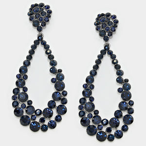 Big Navy Crystal Pageant Hoop Earrings | 3.75" | 294854