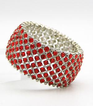 Shimmering Red Crystal Rhinestone Stretch Pageant Bracelet | JB5B054303REDRD
