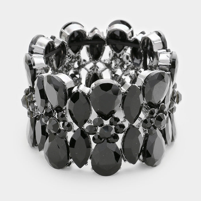 Black Teardrop Stretch Bracelet | 344870
