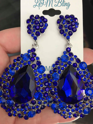 Sapphire Chunky Pageant Earrings | NO AB  | H202-7 NAB