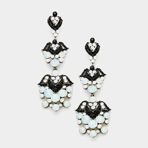 Black and Opal Chandelier Earrings | Lauren | 440823