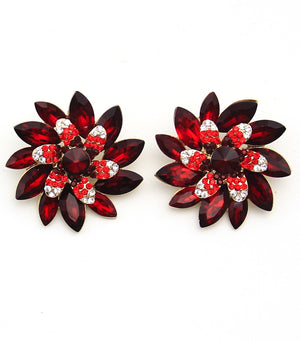 Red Crystal Ninja Star Clip On Earrings | JC9EEL031REDGD