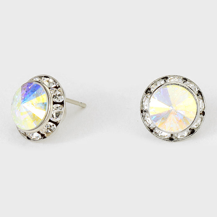 AB Stud Earrings on Silver | 0.5" | 123291