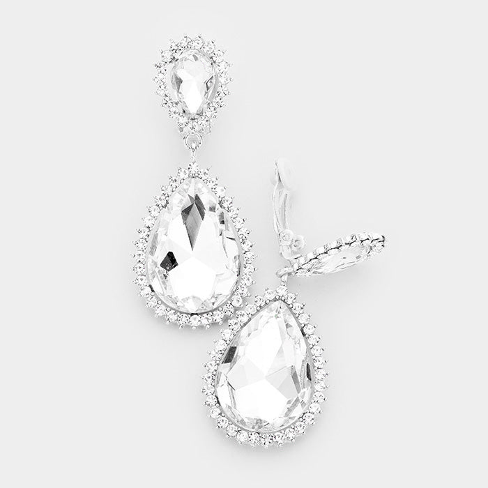 Crystal with Rhinestone Trim Clip On Earrings | 415350
