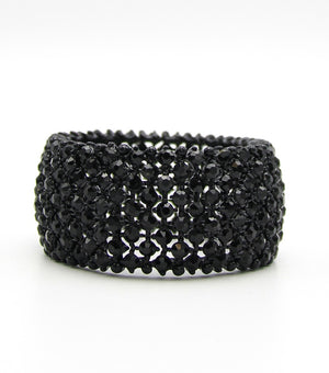 Shimmering Black Crystal Rhinestone Stretch Pageant Bracelet |JB5B054303BLKBK