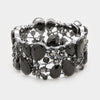 Black Crystal Vine Stretch Bracelet on Gun Metal | 334716