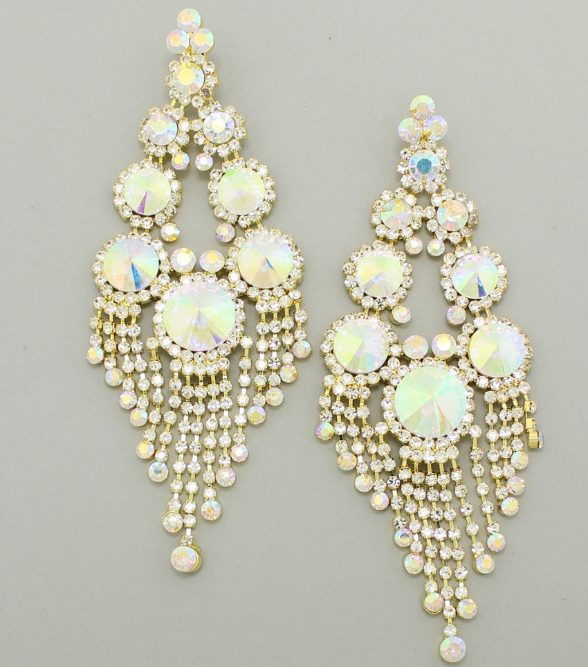 Long AB Chandelier Earrings on Gold | 371722