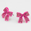 Pink Crystal Rhinestone Bow Stud Earrings | 198063