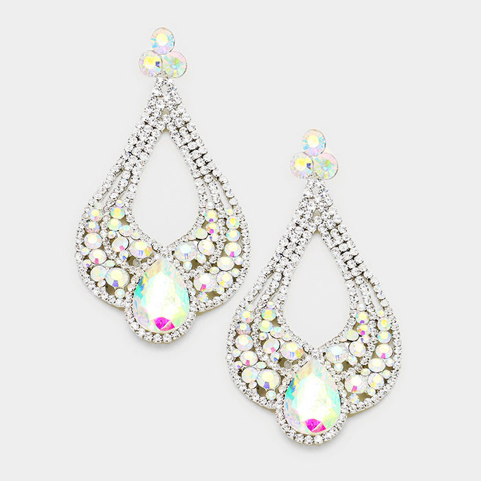 Large Chunky Cut Out AB Crystal Teardrop Earrings | Tammy Lee's| 368878