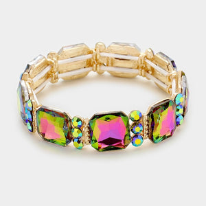 Multi Color Emerald Cut Stretch Bracelet | 259158