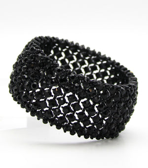 Shimmering Black Crystal Rhinestone Stretch Pageant Bracelet |JB5B054303BLKBK
