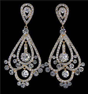 Crystal Chandelier Earrings on Gold | H202-13 | G-Clear