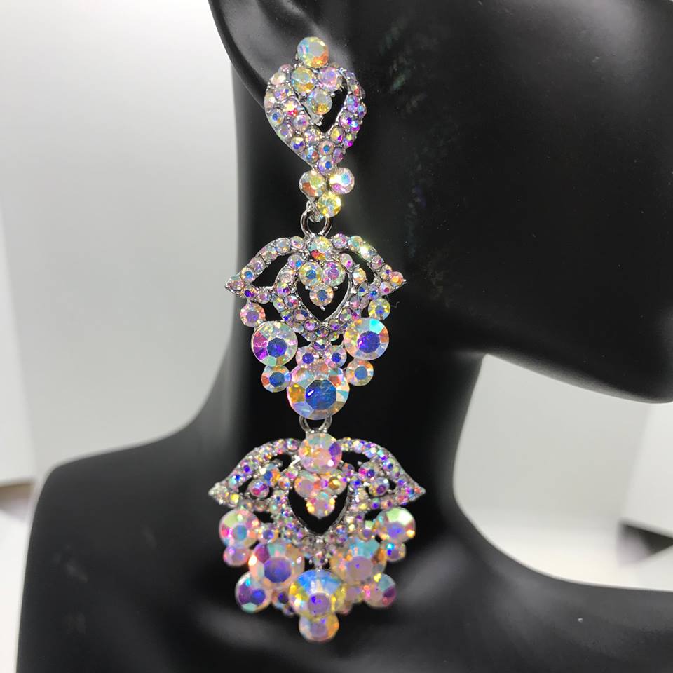 AB Chandelier Earrings on Silver | Lauren | 183391