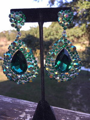 Big Emerald Earrings | Pageant Chunky Earrings | H202-7