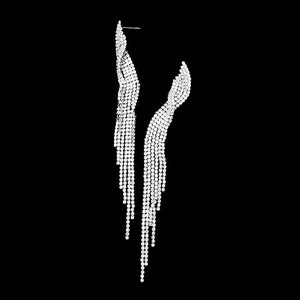 Long Drop Twisted Rhinestone Fringe Pageant Earrings | 405695