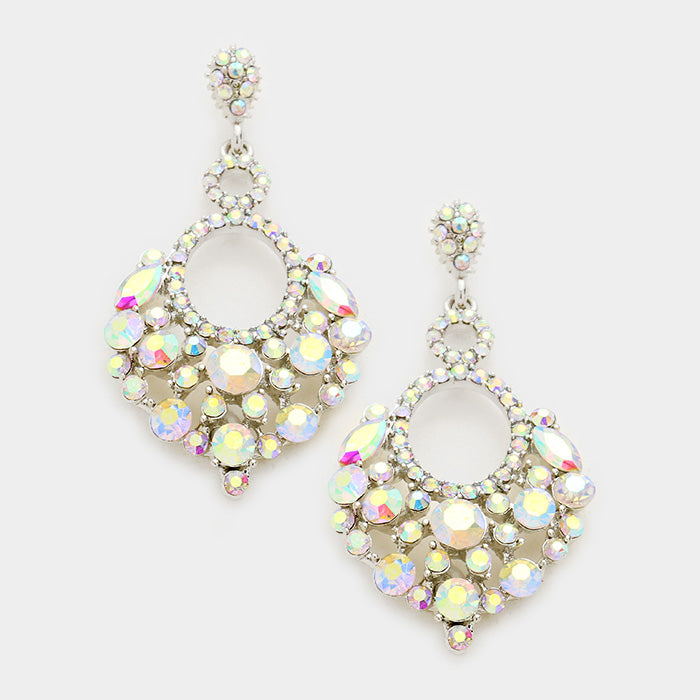 Little Girls AB on Silver Crystal Chandelier Earrings | 270440