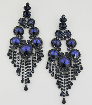 Long Navy Chandelier Earrings | 371729