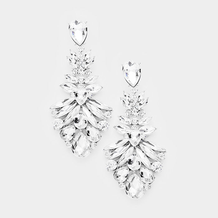 Crystal Cluster Pageant Chandelier Earrings | 237257