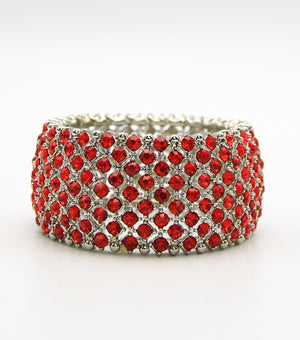 Shimmering Red Crystal Rhinestone Stretch Pageant Bracelet | JB5B054303REDRD