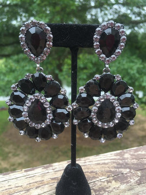 Black Pageant Earrings | Clip On |  223688