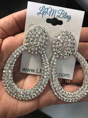 Crystal Embellished Hoop Earrings | 2.75" | HX007127 S-Clear
