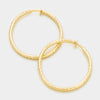 Textured Gold CLIP ON Hoop Earrings | 2.25" | 142470