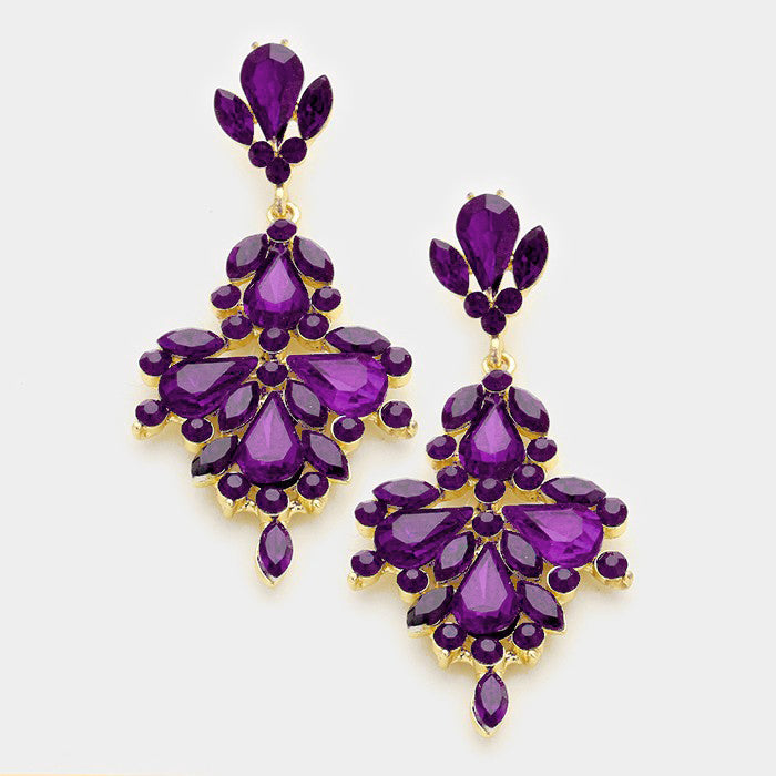 Purple Crystal Chandelier Earrings | 381945
