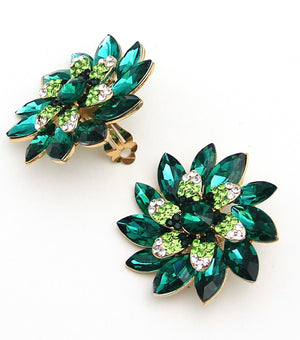 Green Crystal Ninja Star Clip On Earrings |JC9EEL031GRNGD