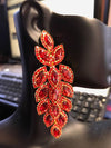 Long Red Crystal Marquise Earrings | 354107