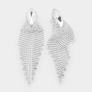 Long Crystal Marquise Rhinestone Clip On Earrings | 422697