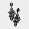 Black Crystal Teardrop Cluster Dangle Pageant Prom Earrings | 412155