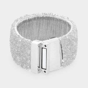 Wide Rhinestone Cluster Magnetic Bracelet | 422766
