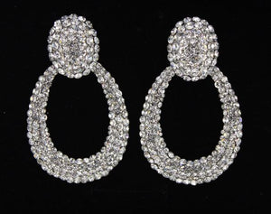Crystal Embellished Hoop Earrings | 2.75" | HX007127 S-Clear