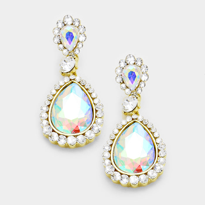 Little Girls AB Crystal Earrings on Gold | 335484