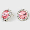 Austrian Light Rose Crystal Round Stud Earrings | 7/8" | 122922