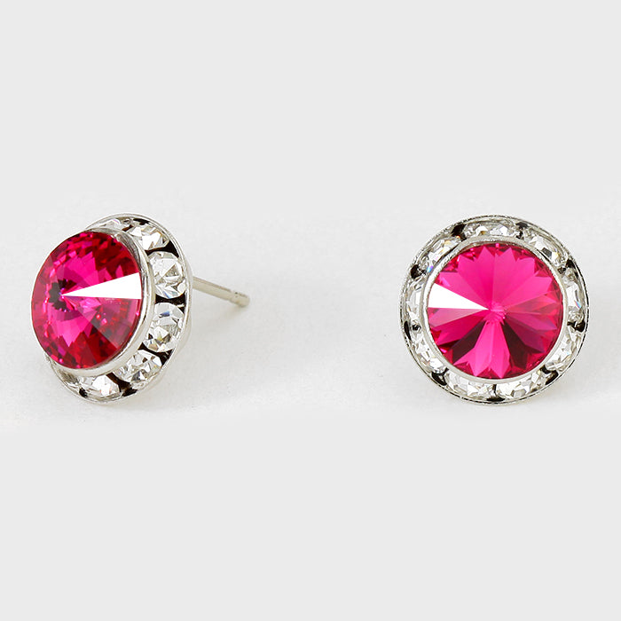 Fuchsia Stud Earrings 0.5" | 123303