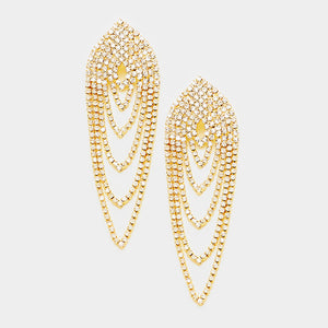 Oversized Draped Crystal Rhinestone Earrings on Gold | 371215