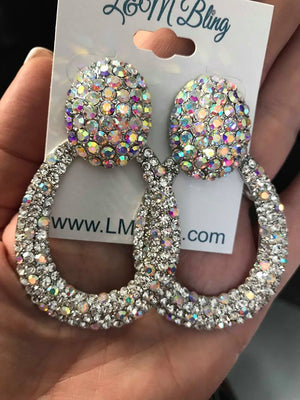Crystal Embellished AB Hoop Earrings | 2.75" | HX007127 S-AB