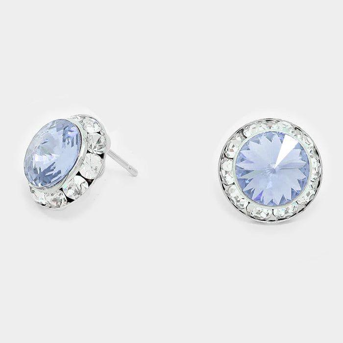 Light Blue Stud Earrings 0.5" | 291567