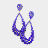 Big Sapphire Crystal Pageant Hoop Earrings on Gold | 3.75" | 394970
