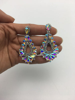 Cut Out Crystal Clip On Teardrop Chandelier Earrings on Gold | JE5EESE2141CLRGD