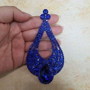 Large Chunky Cut Out Royal Blue Crystal Teardrop Earrings | Tammy Lee's | 368872