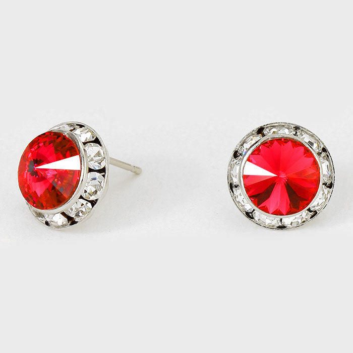 Red Stud Earrings 0.5" | 123308