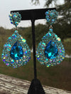 Aqua Chandelier Earrings | Pageant Chunky Earrings | H202-7
