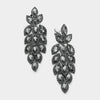 Large Black Diamond Crystal Leaf Clip On Earrings | 384201