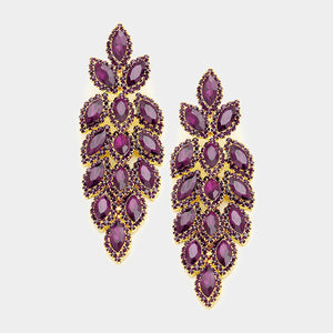 Long Purple Crystal Marquise Earrings | 367894