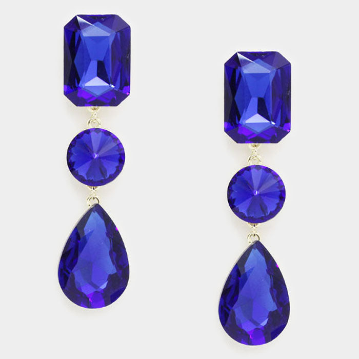 Royal Blue Multi Shape Drop Earrings | 233630