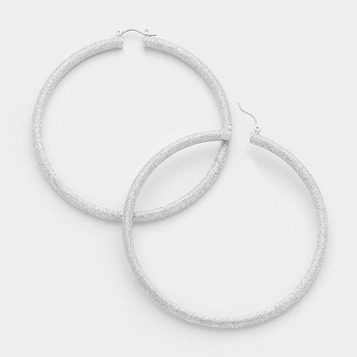 Silver Hoop Earrings 3" | 321522